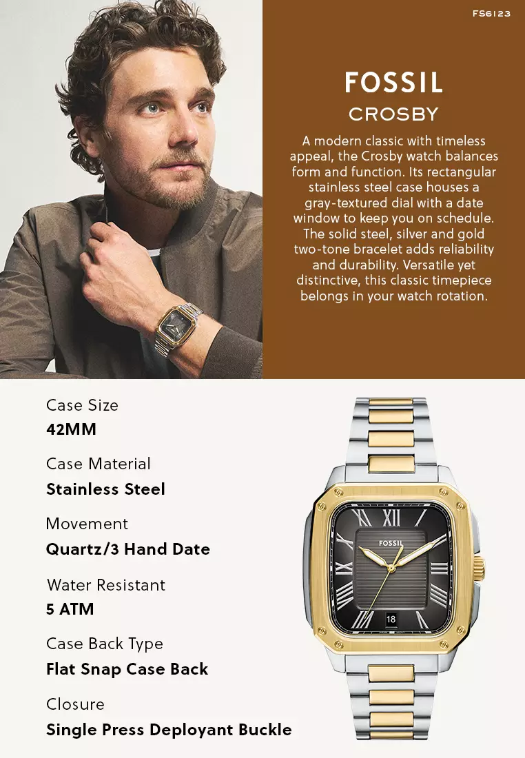 Buy Fossil Fossil Men's Crosby Analog Watch ( FS6123 ) - Quartz, Two ...