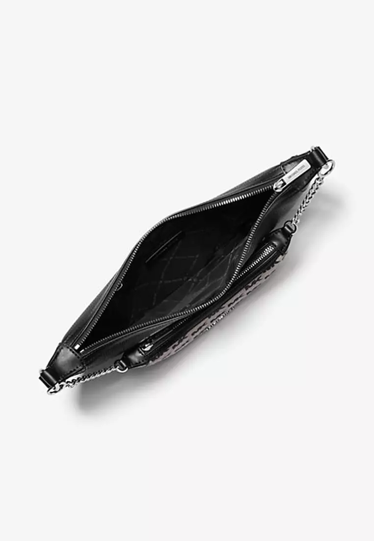 Hollis Medium 2-in-1 Pebbled Leather and Logo Jacquard Shoulder Bag