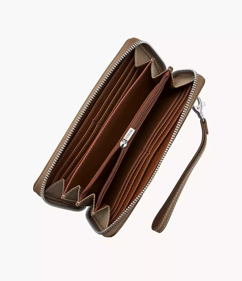 Fossil Lennox Zip Continental Wallet Smoke Dompet Wanita SL10037-793