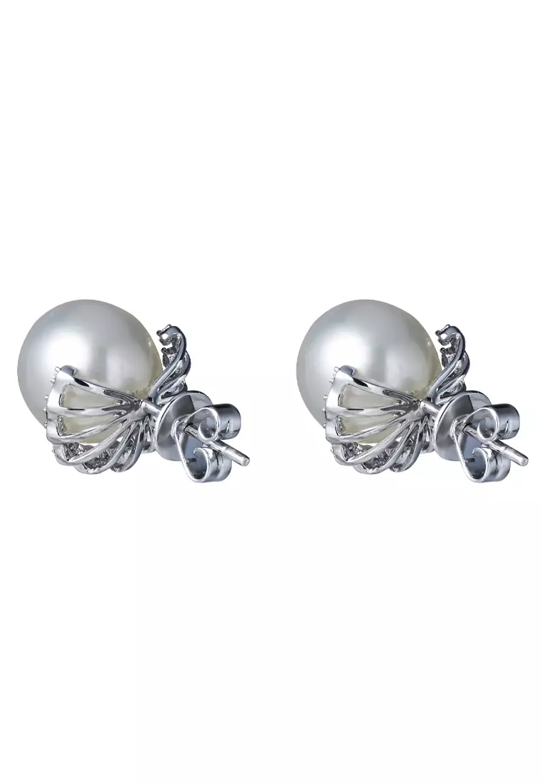TOMEI Pearl Earrings, White Gold 750