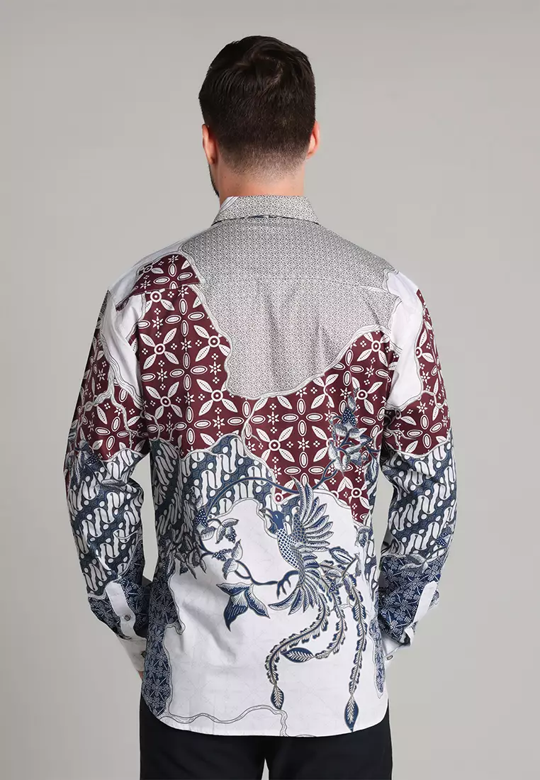 MOC - Kemeja Batik Pria Lengan Panjang Rawana - White