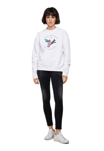 REPLAY white REPLAY SWEATSHIRT ROSE LABEL EMBROIDERY ACC02AA4593C32GS_1