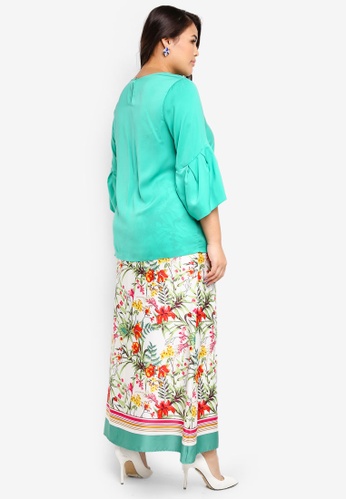 Buy Puffed Sleeve Kurung from Ms. Read in green and Multi at Zalora