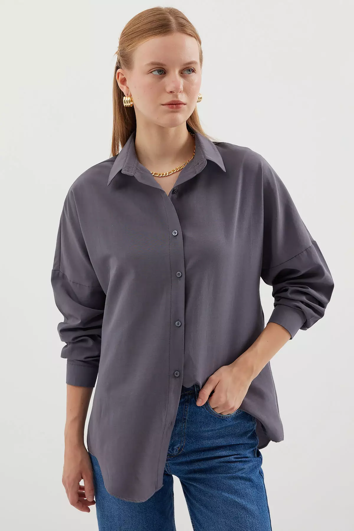 Oversized Long Basic Shirt