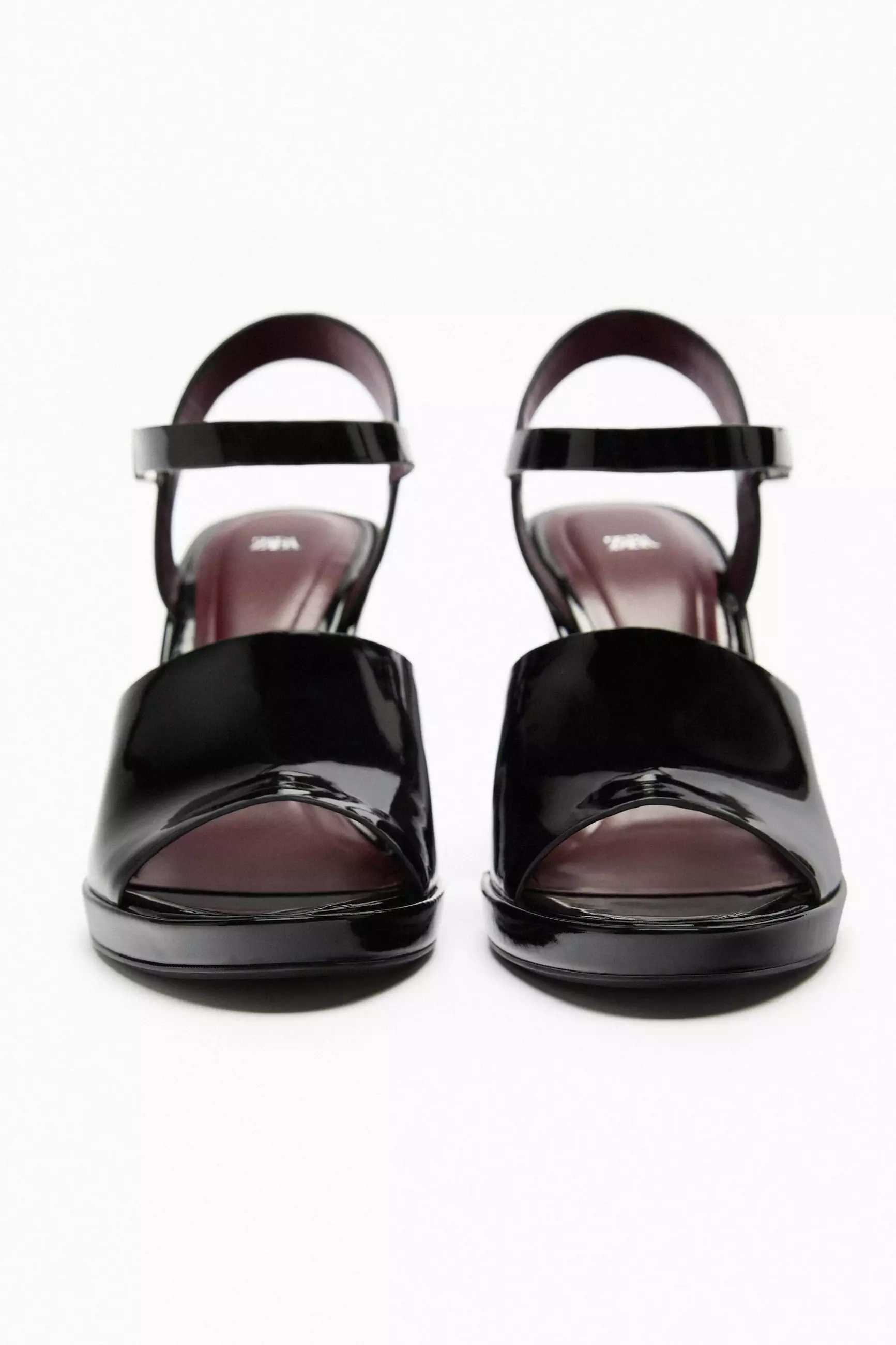 ZARA Patent Finish Wedge Sandals 2025 | Buy ZARA Online