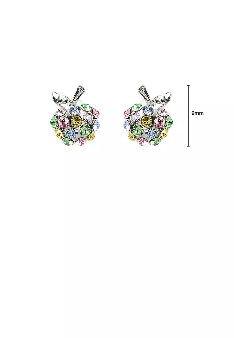 Glistening Apple Earrings with Multi-color Austrian Element Crystals