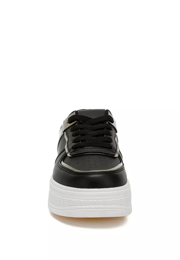 Sepatu Platform Panel Metalik dalam Bahan Timah Hitam