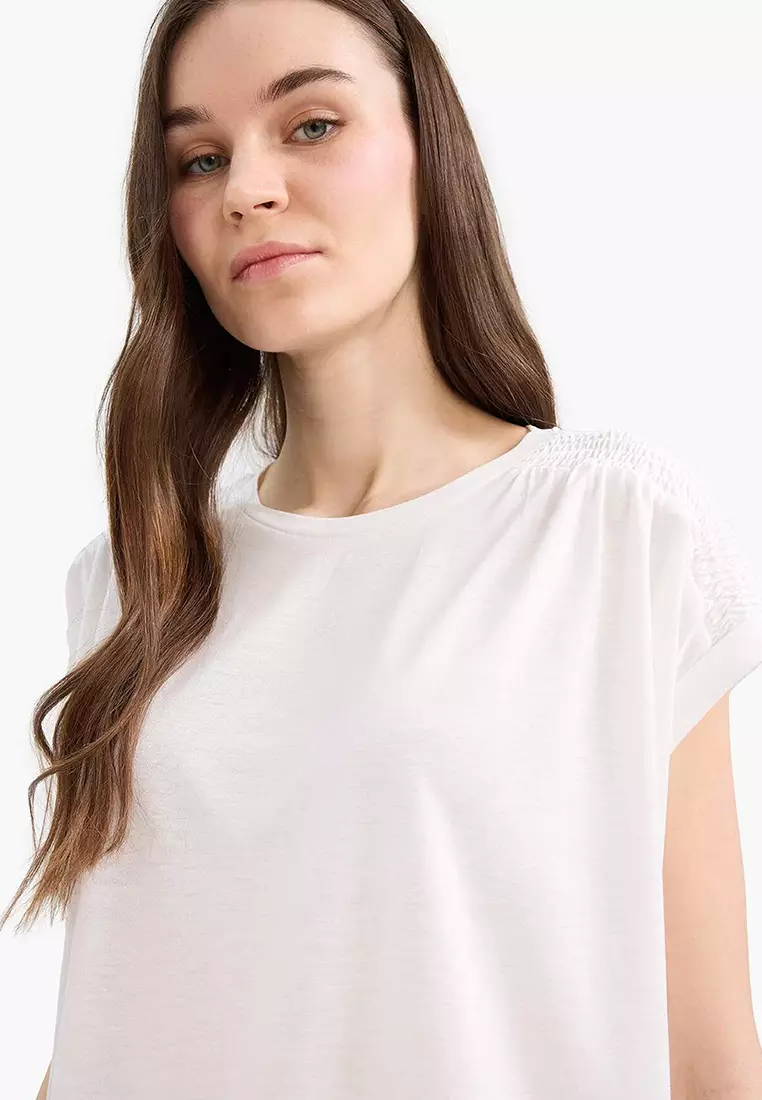 Basic Plain Short Sleeves Blouse