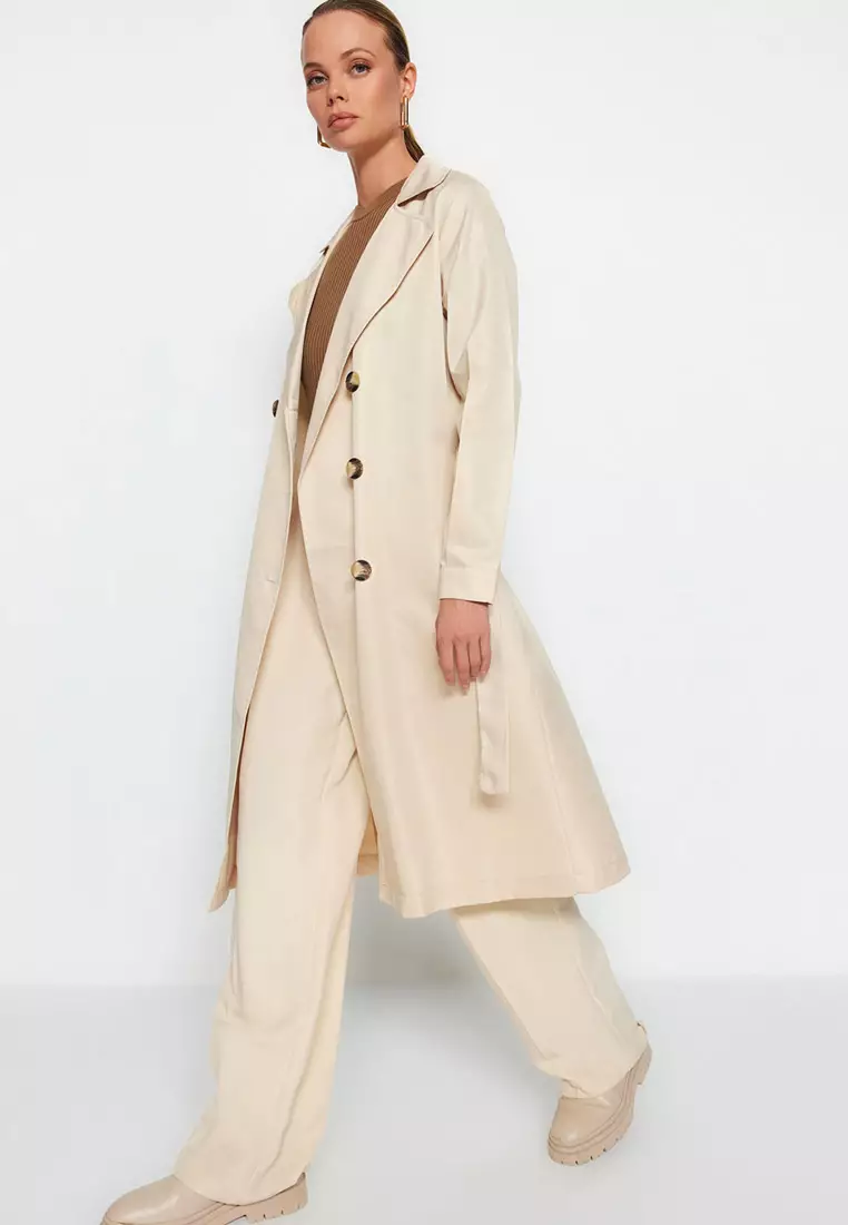 Water-repellent Long Trench Coat