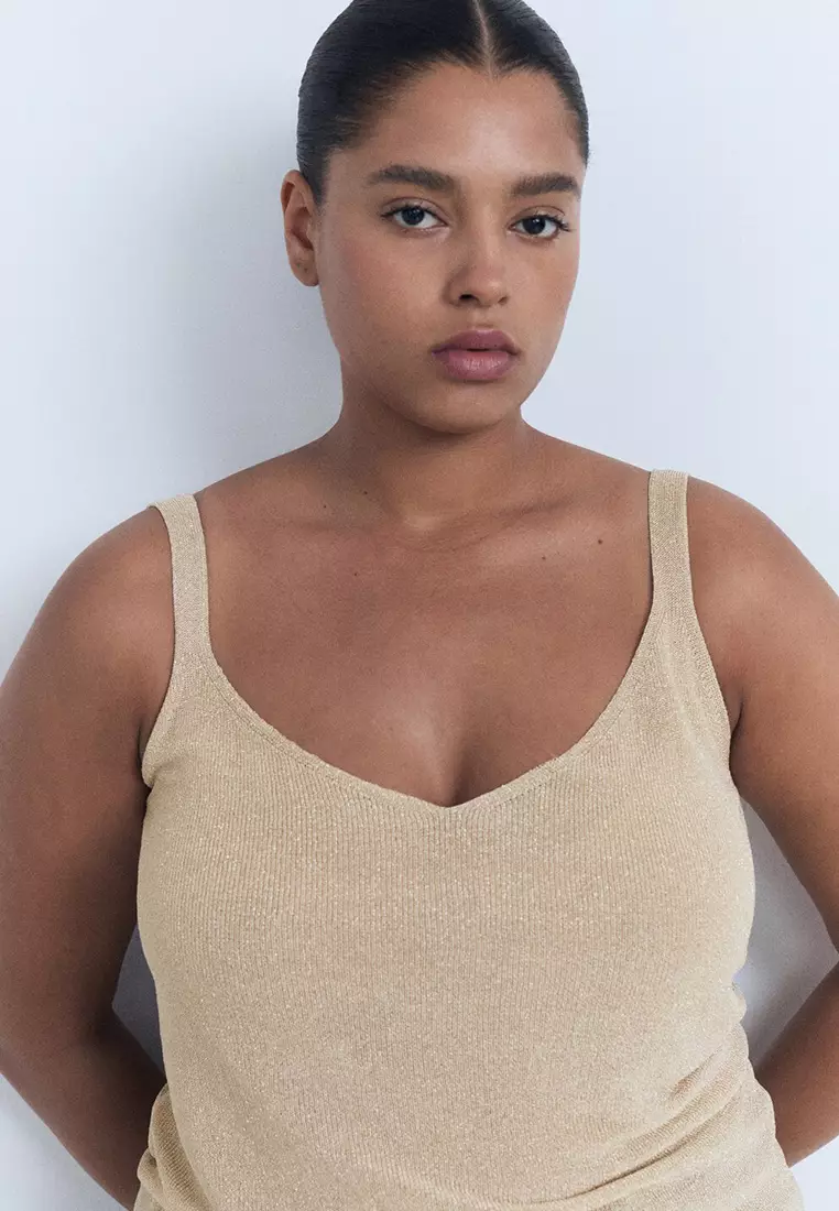 Lurex Knitted V-Neck Top