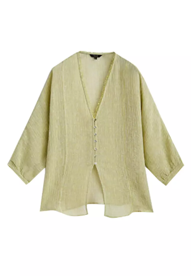 Massimo Dutti Waffle-Knit Linen Blend Shirt 2025 | Buy