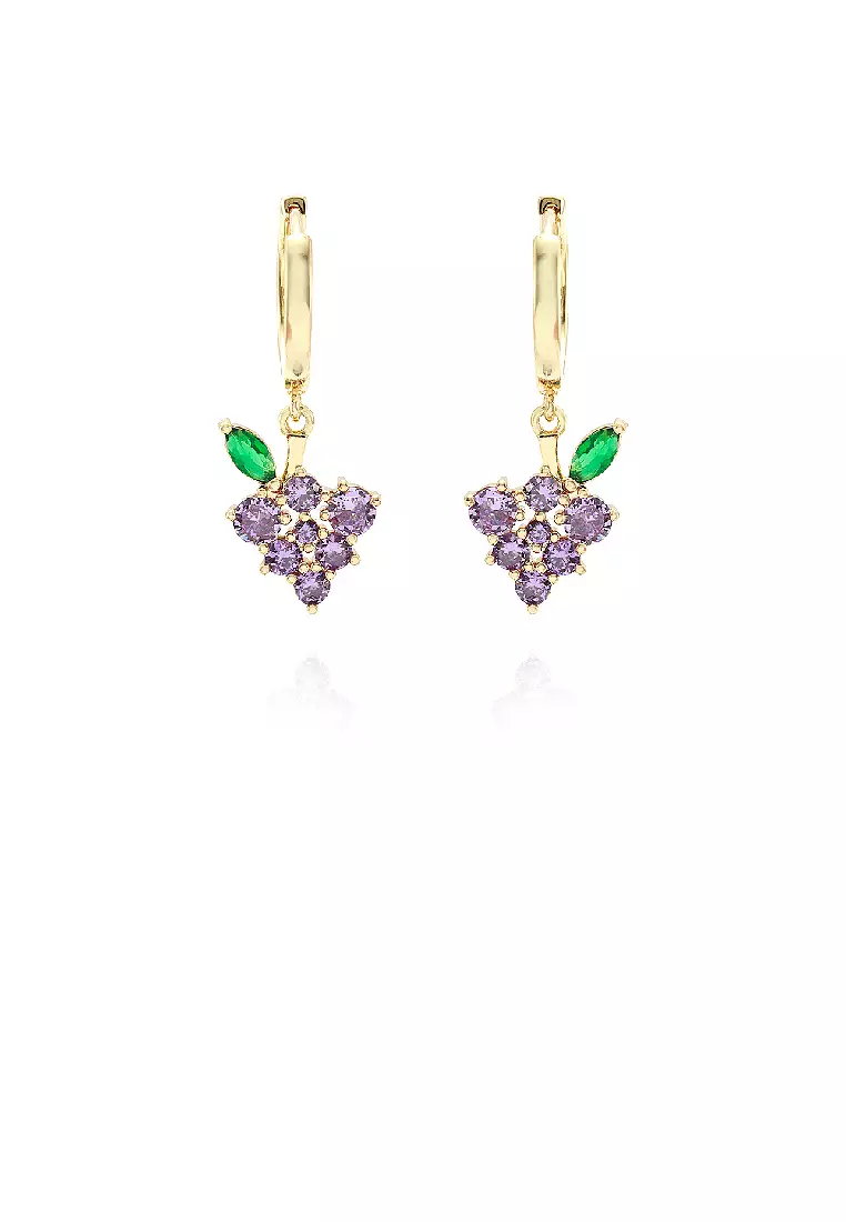 Buy Glamorousky Fashion Sweet Plated Gold Grape Earrings with