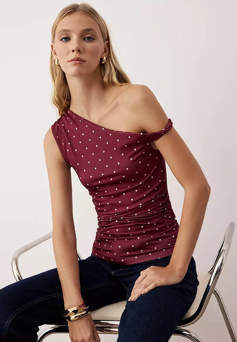 Multicolored Punatiye Printed Fitted/Fits-Your-Body Flexible Knitted Blouse