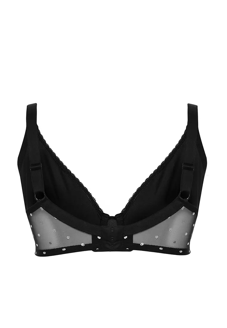 Plus Size Polka Dot Wire Mesh Bra