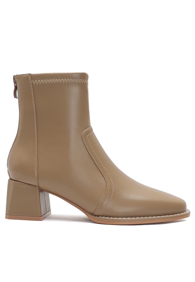 5CM Square Toe Synthetic Leather Ankle Boots 850-1
