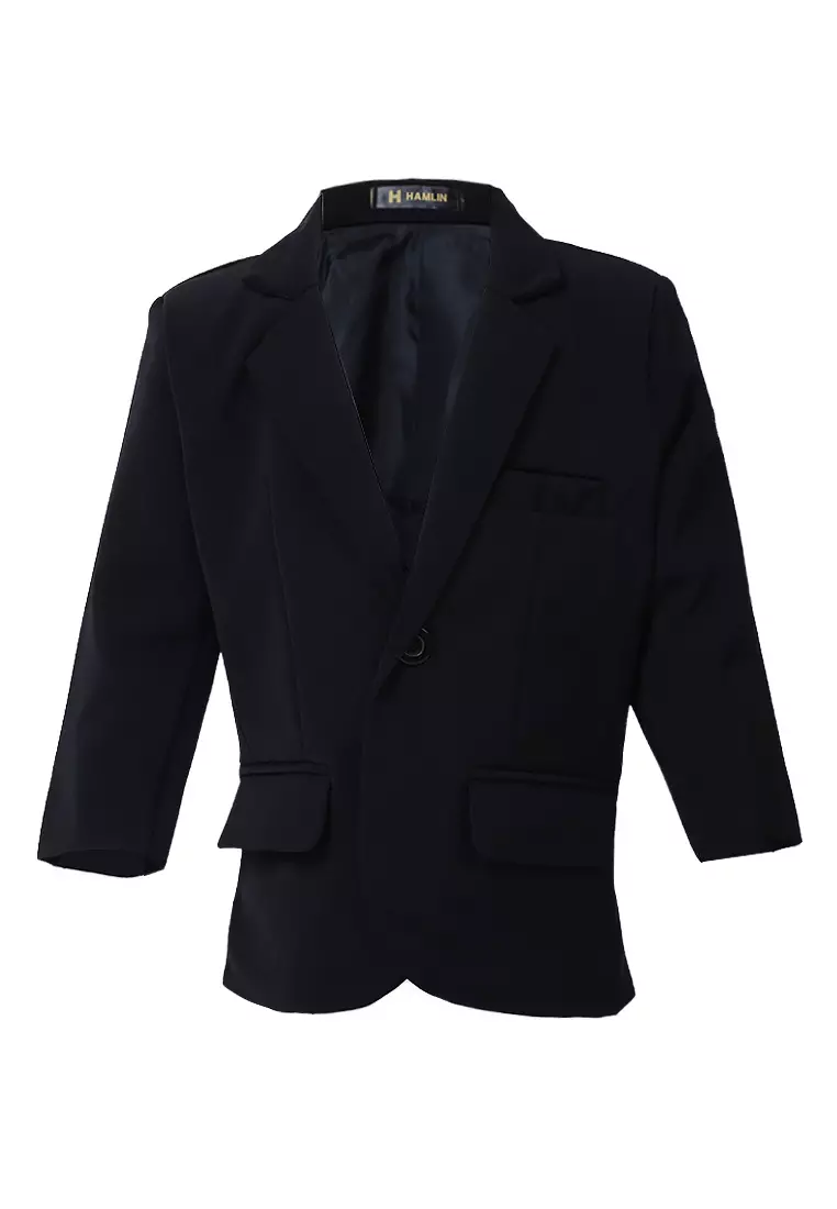 Wesley Jas Formal Anak Pria Plain Motive Full Furing Kids Blazer Material Cotton ORIGINAL - Black
