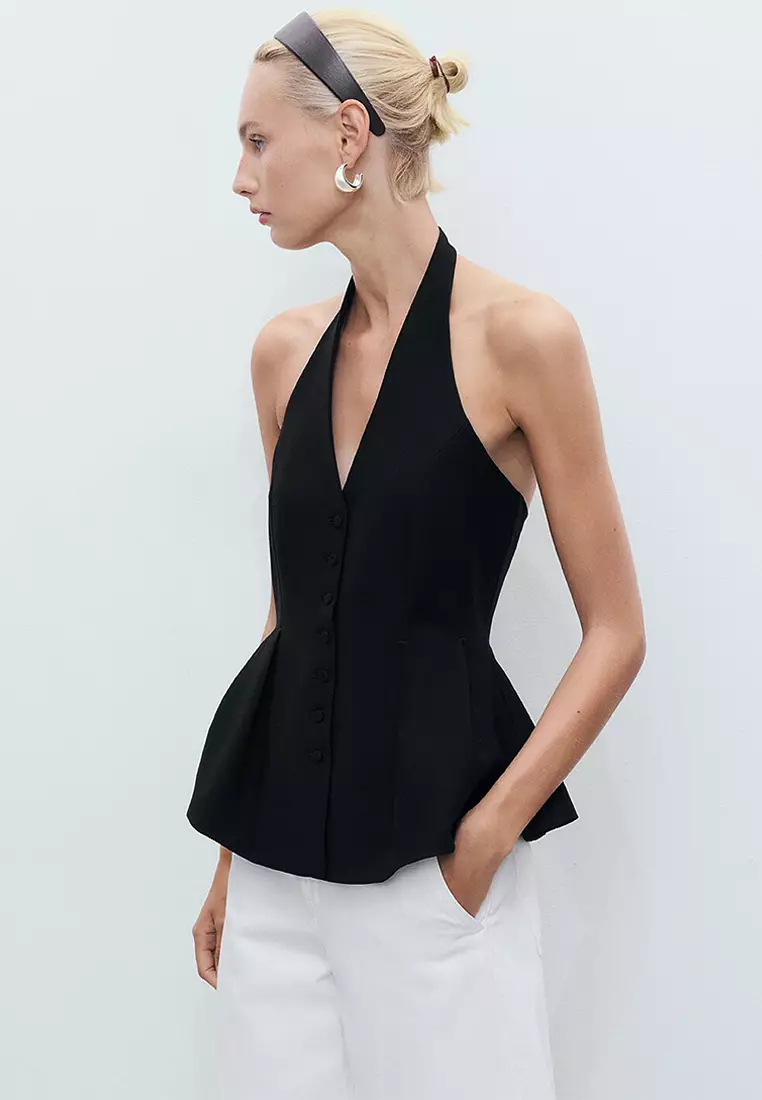 Halter-Neck Peplum Waistcoat