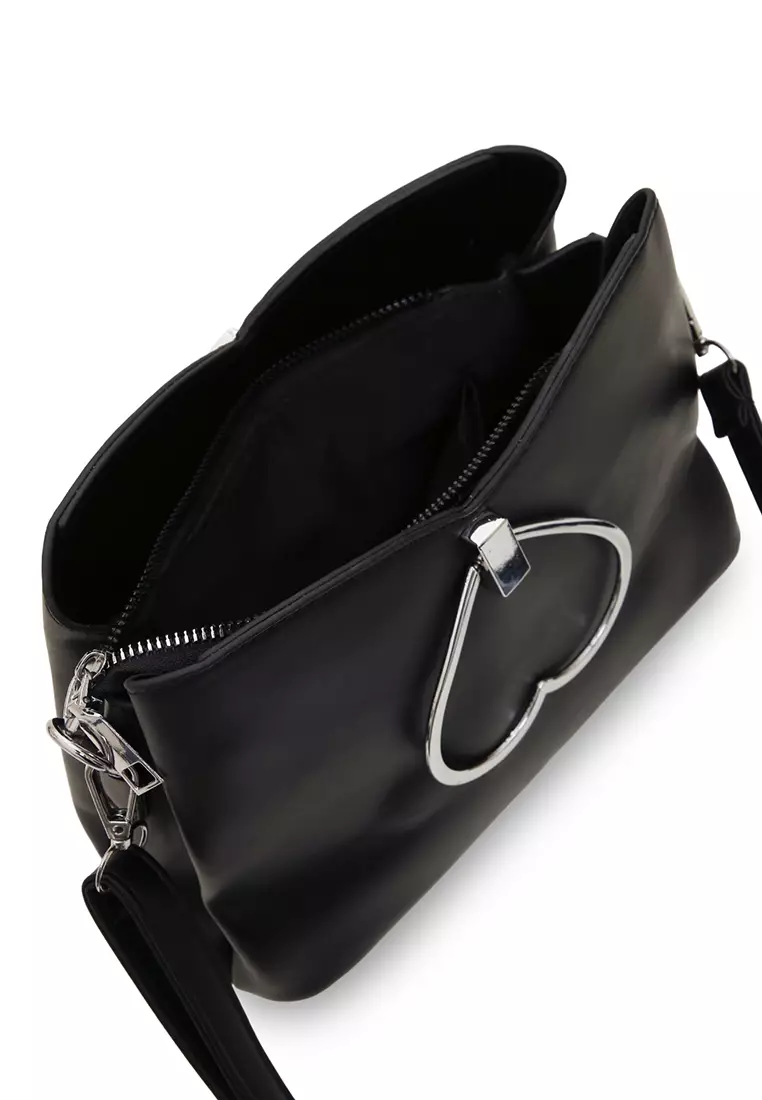 Eilaria Tas Selempang Wanita Love Design Sling Bag Large Compartment Material Leather ORIGINAL - Black