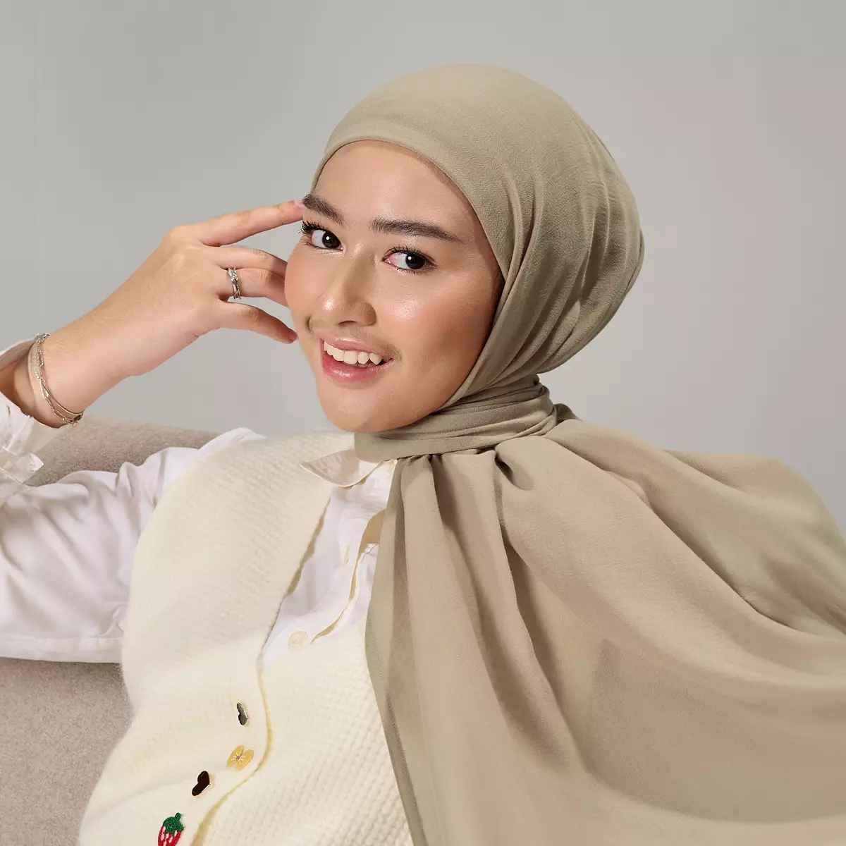 ZM Zaskia Mecca - Yona Dark Oak | Arabian Shawl Pashmina Hijab Premium