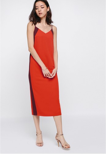 Nathaira Side Cutout Contrast Midi Dress