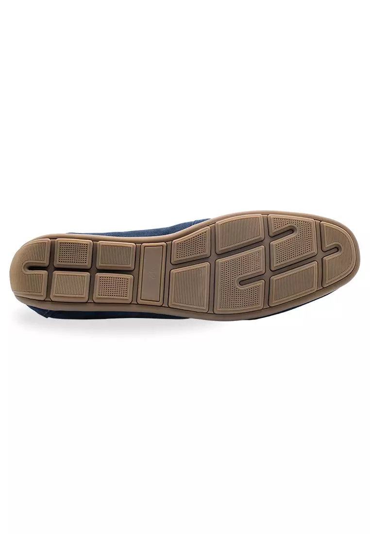 Gregores Navy Suede Penny Moccasins