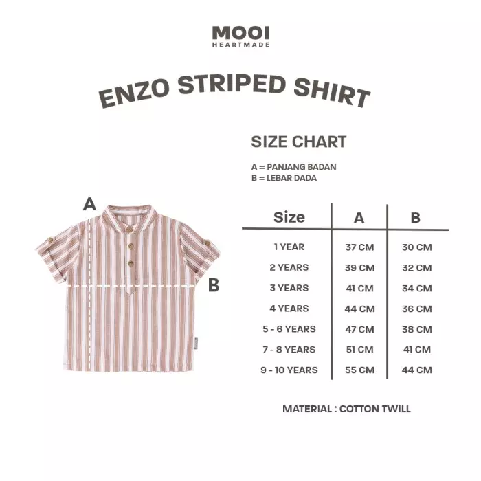 Mooi Kemeja Anak Laki-laki Kemeja Katun Motif Enzo Striped Shirt - Blue Denim