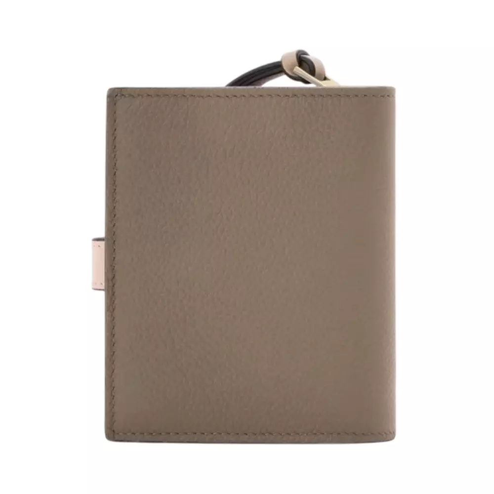 Compact Zip Wallet Soft Grained Calfskin Taupe/Talc