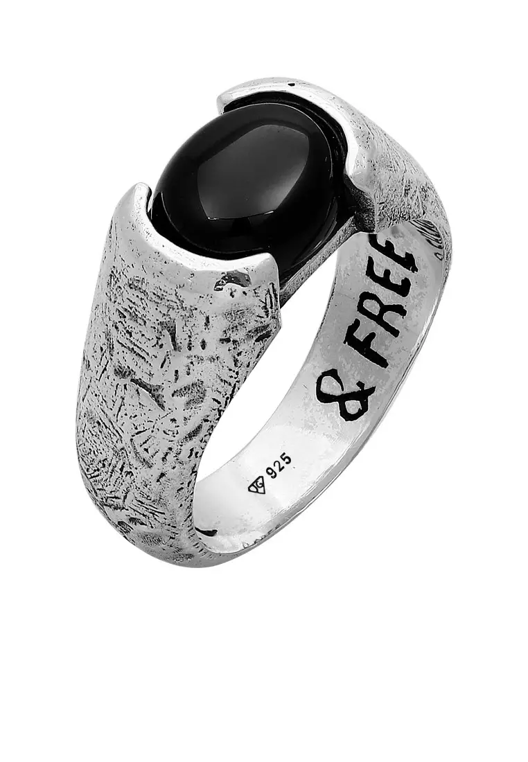 EXCLUSIVE Cincin Perhiasan Perak 925 Pria Liberty Black Onyx