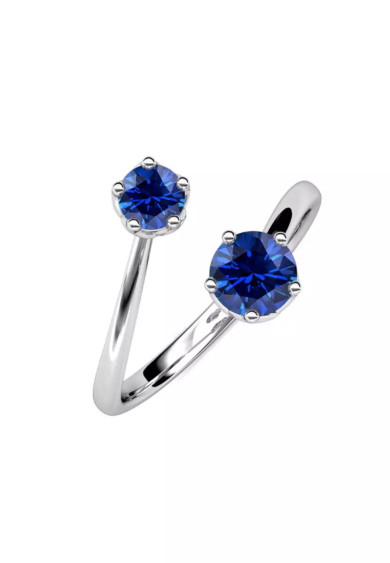 Birth Stone Ring September Sapphire WG - Cincin Crystal by Her Jewellery