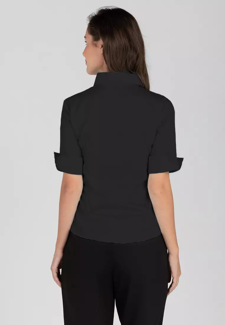 Diana 3/4 Sleeve Plain Button Down Office Blouse
