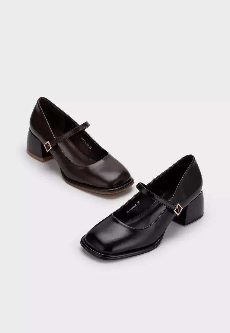 STEP-WIDE SQUARE TOE CHUNKY HEEL PUMP