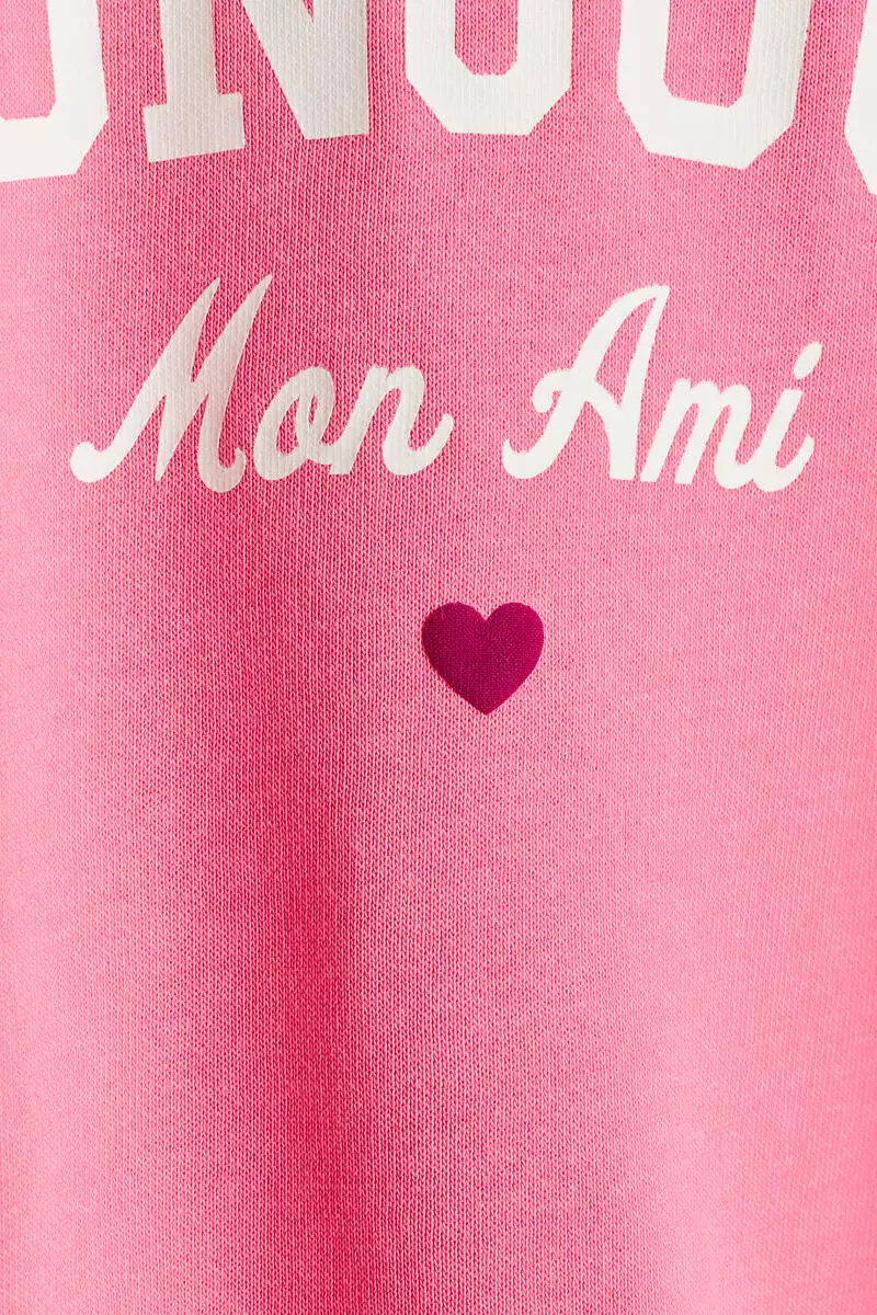 Print-motif brushed-inside sweatshirt