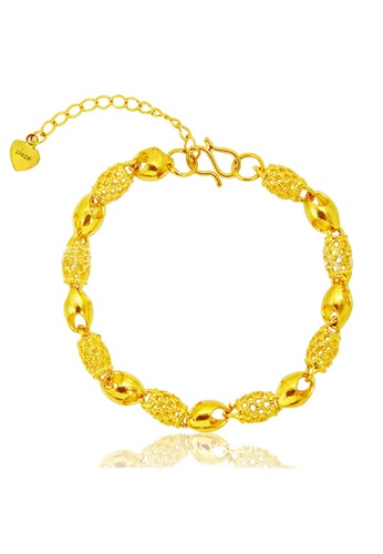 YOUNIQ gold YOUNIQ Premium Barrel 24K Plated Bracelet (Gold) FF7E5AC093849AGS_1
