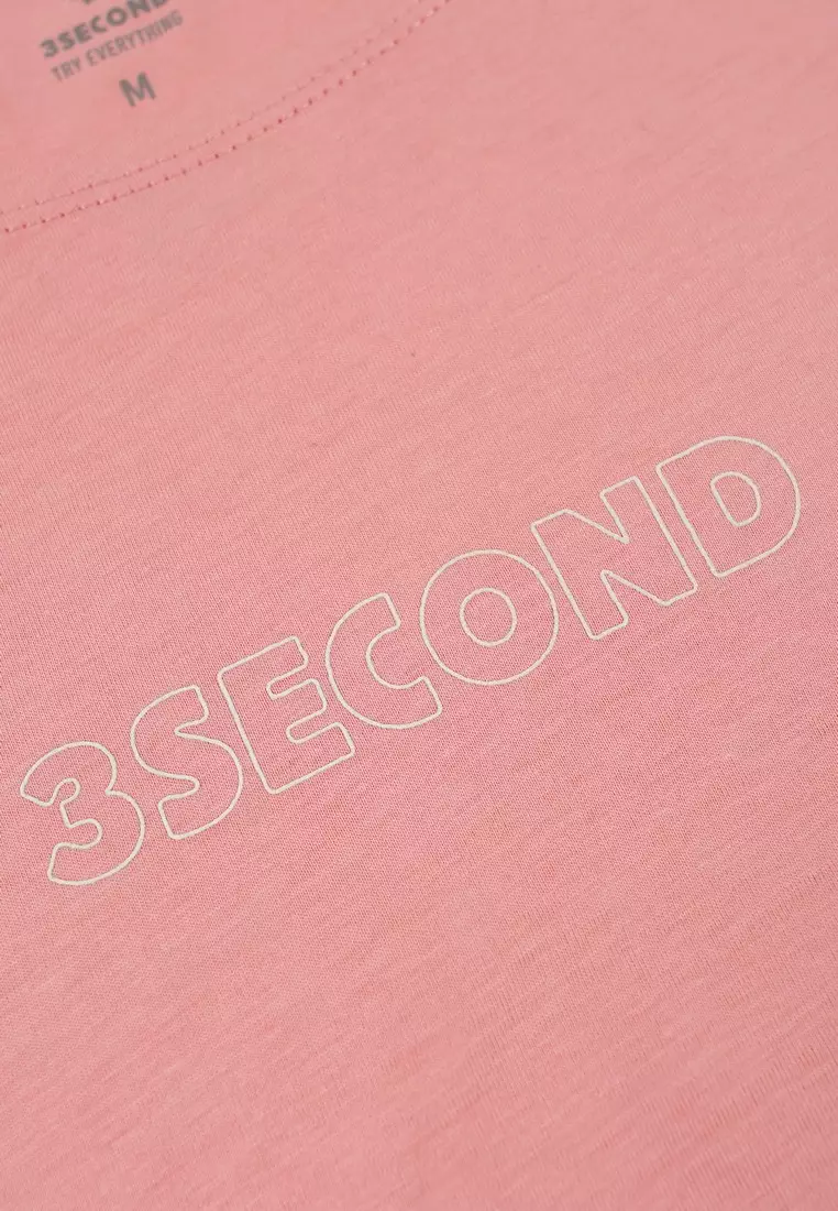 3Second Women's Basic T-Shirt Short Sleeve Boxy Fit Cotton Logo Script 3 OL-C060925