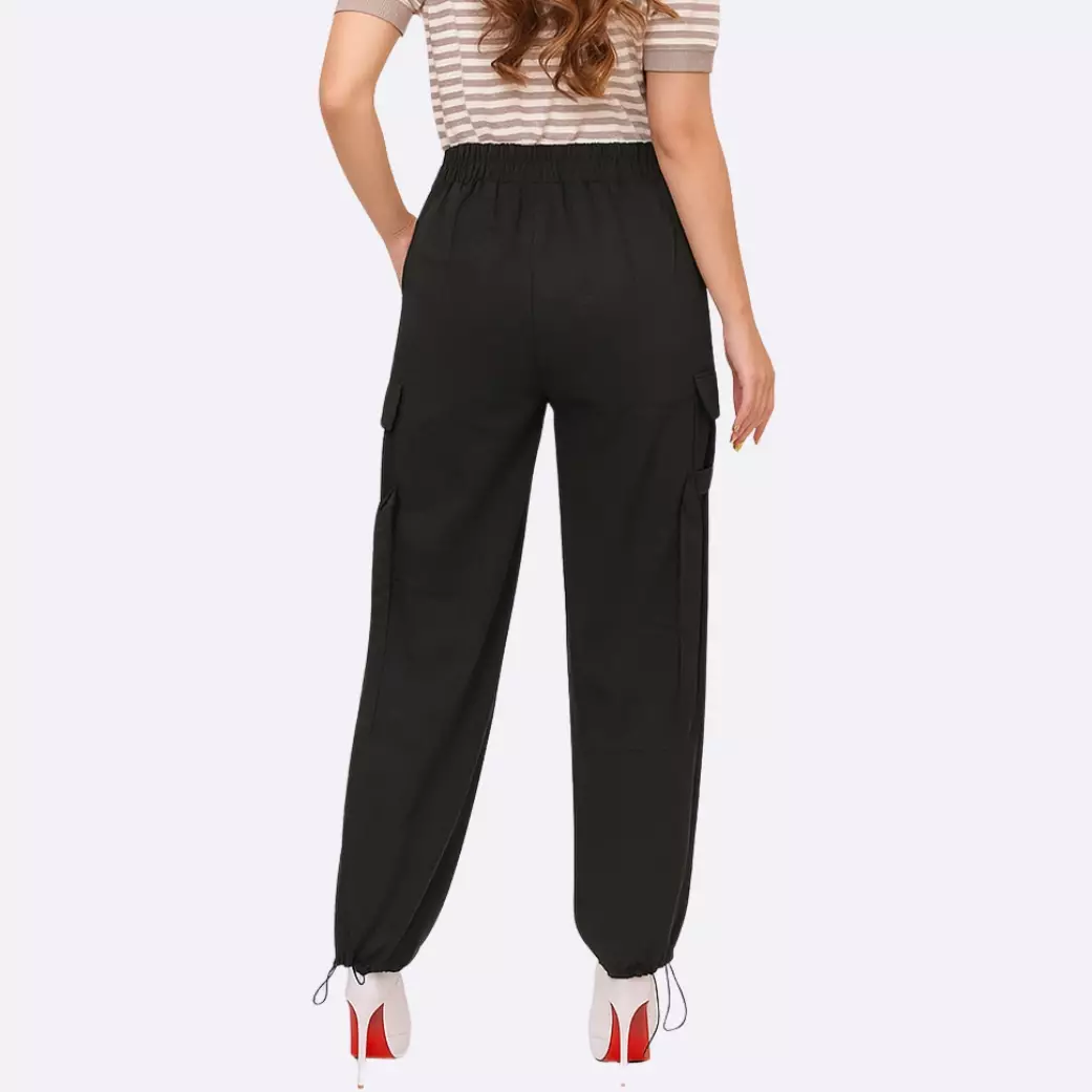 Tessa Elastic Waist Cargo in Black