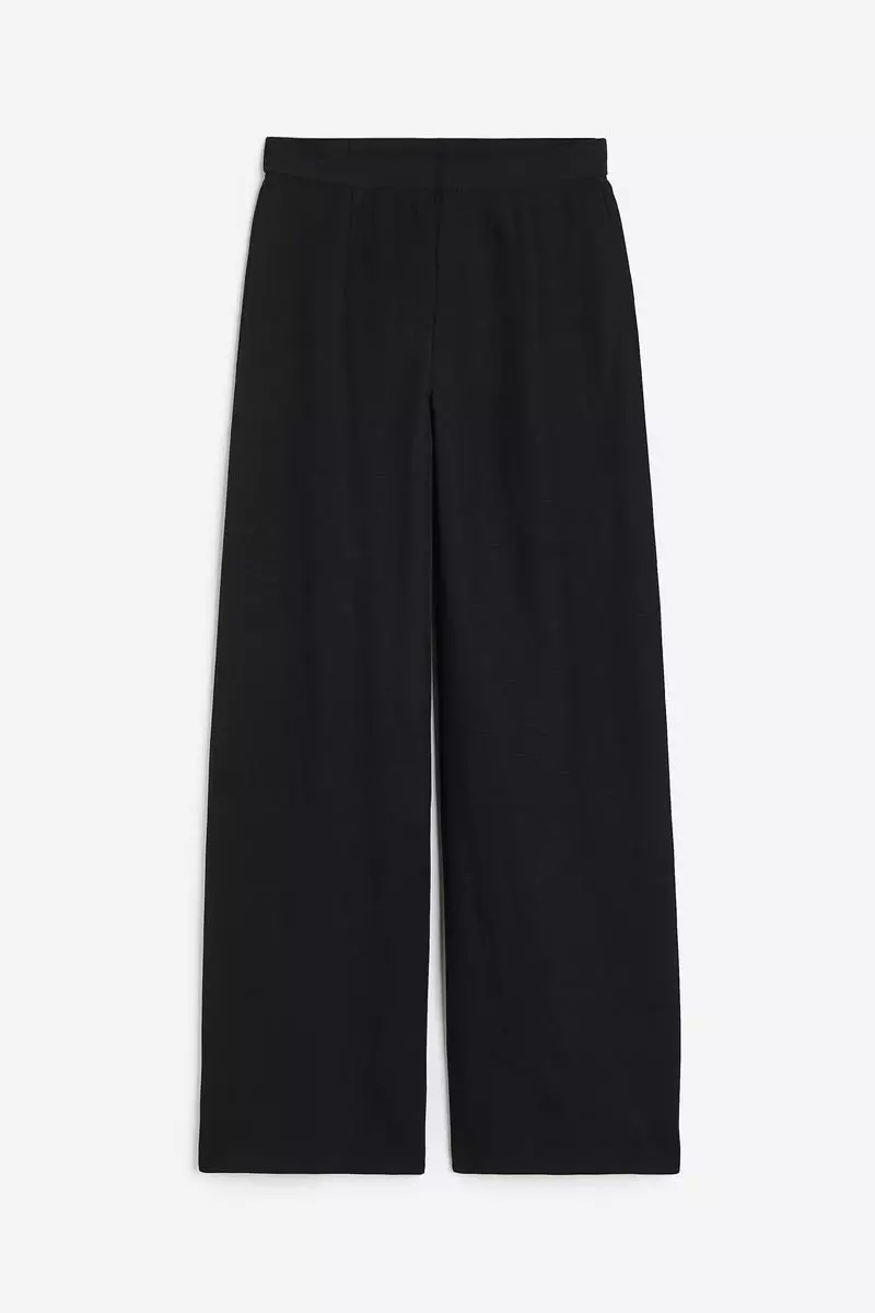 Buy H&M Wide linen-blend trousers Online | ZALORA Malaysia