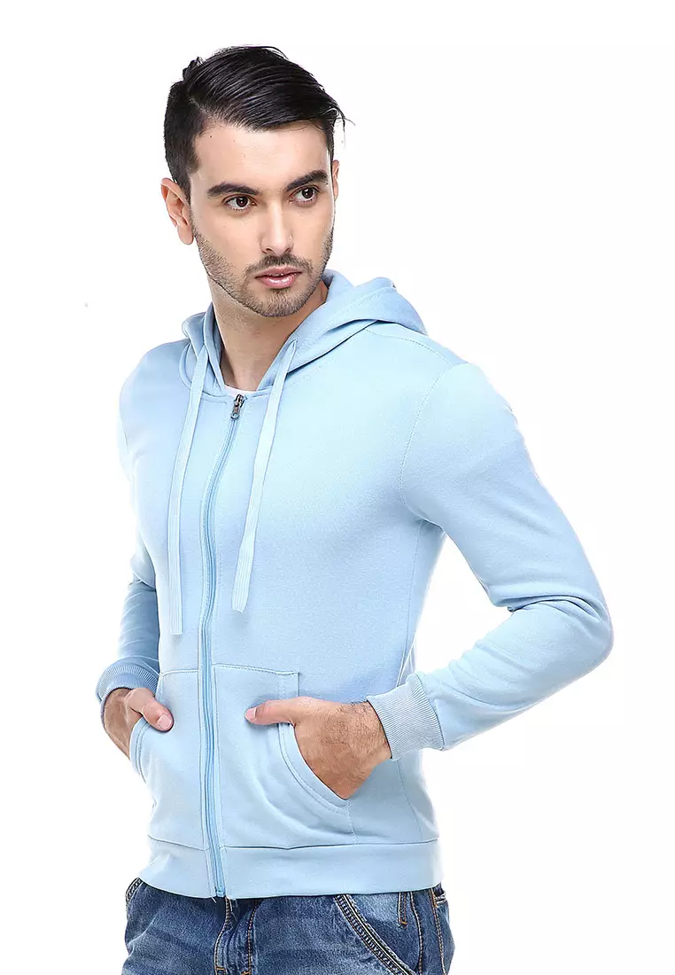 Clover Jaket Sweater Hoodie Polos Pria Casual Plain Jacket Material Polyester ORIGINAL - Blue