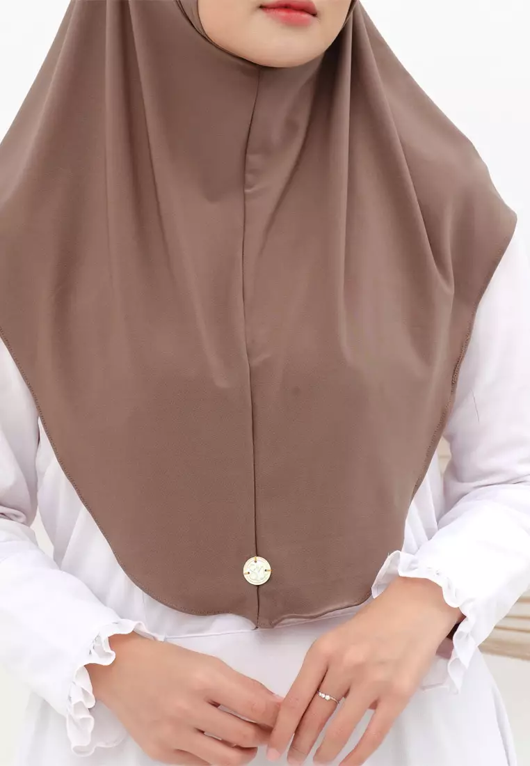 Hijab Jilbab Instan Bergo Super Jersey Cool Tech Wanita Choco Brown