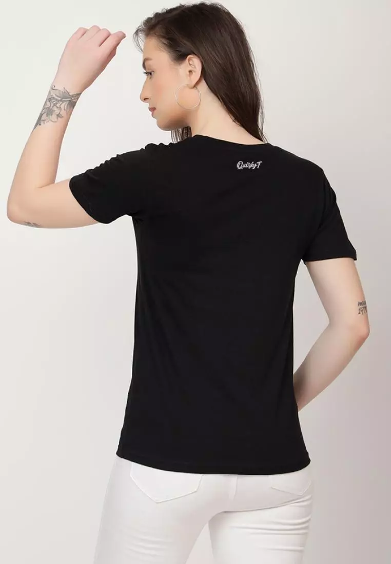 Spiritually Connected Bear Relaxed Short Sleeve Stylish Black Cotton Casual Graphic Print Tee/TShirt