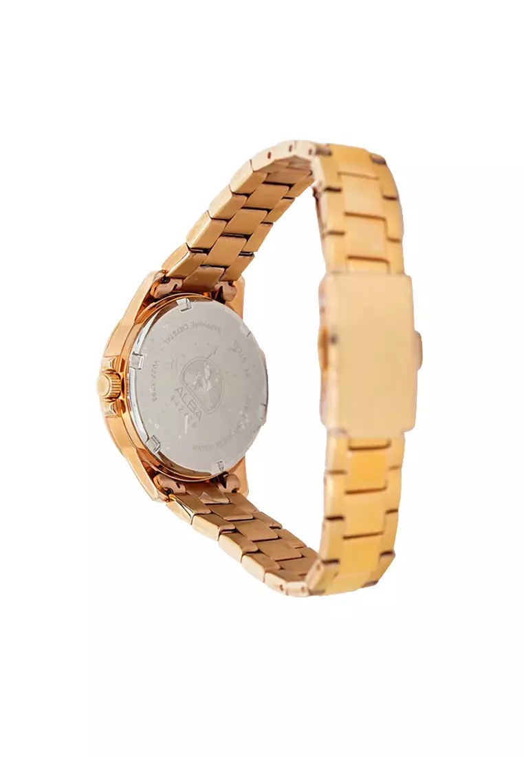 Jam Tangan Wanita Alba Original Garansi Resmi AH7S38 AH7S38X1 Strap Stainless Steel Rose Gold