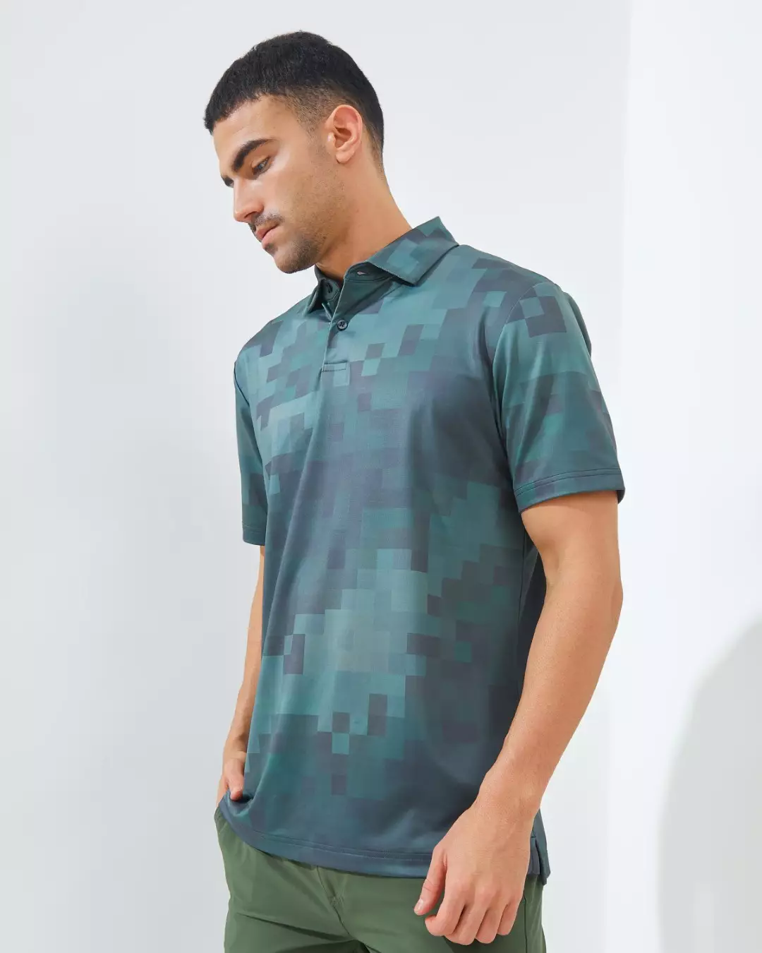 Jack Nicklaus Kowloon Premium Random Print Polo Olive Shadow Colour Olive Shadow