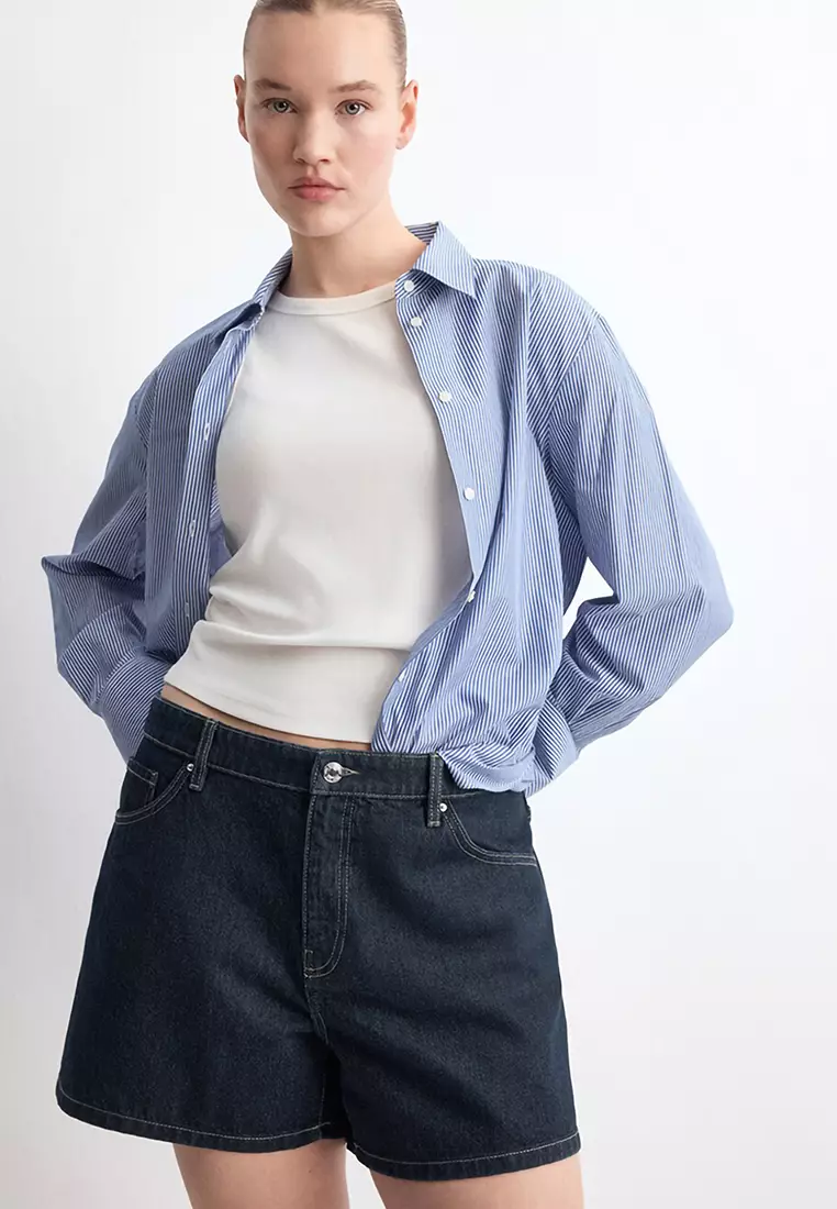 Straight Mid-Rise Denim Shorts