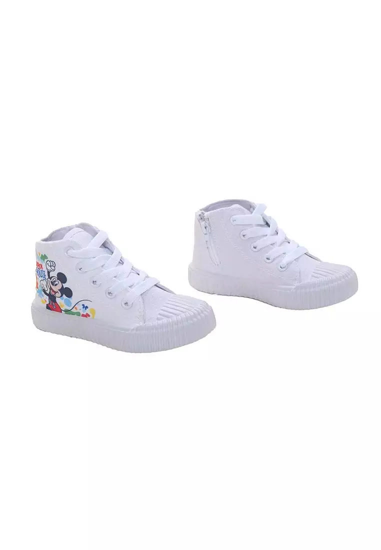 Disney Mickey Sepatu Anak Canvas Hi Cut Mickey Mouse White