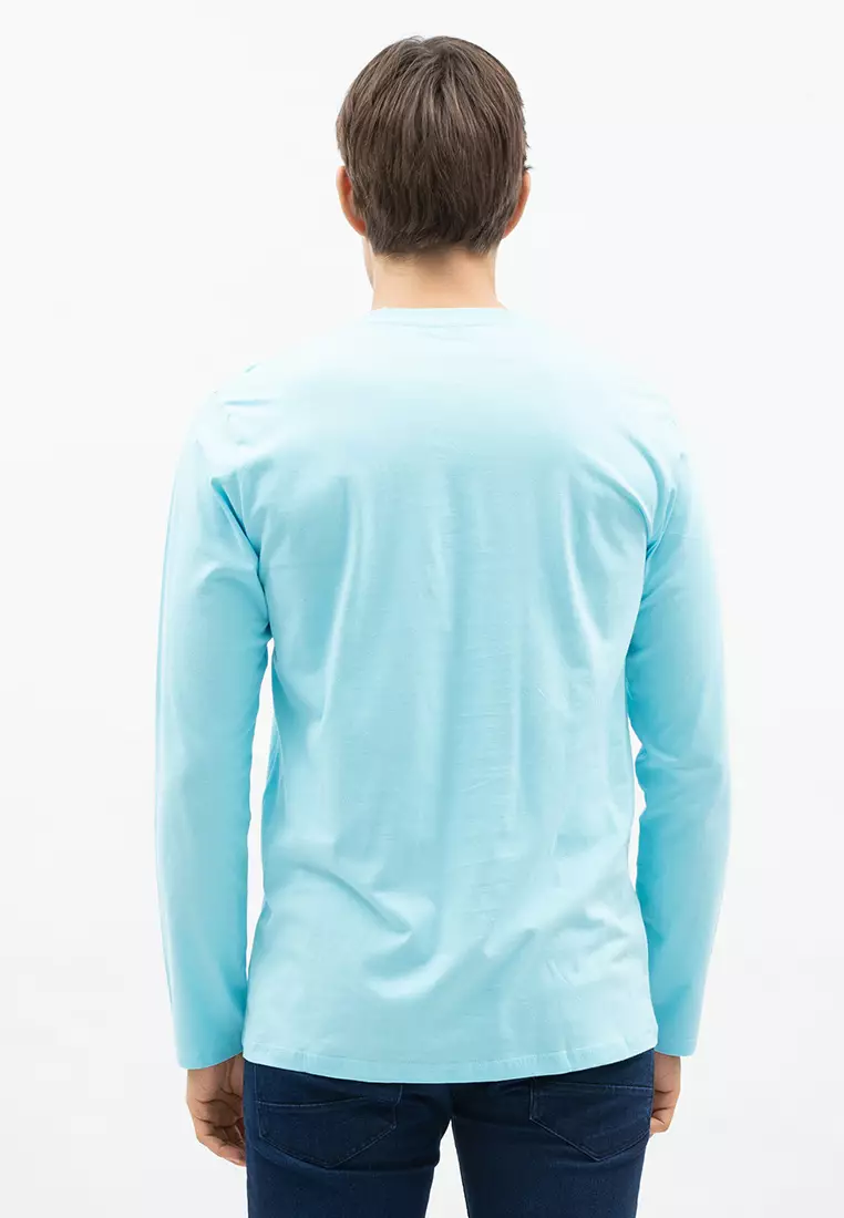 Houseofcuff Kaos Cotton Combed Lengan Panjang Pria Biru Langit