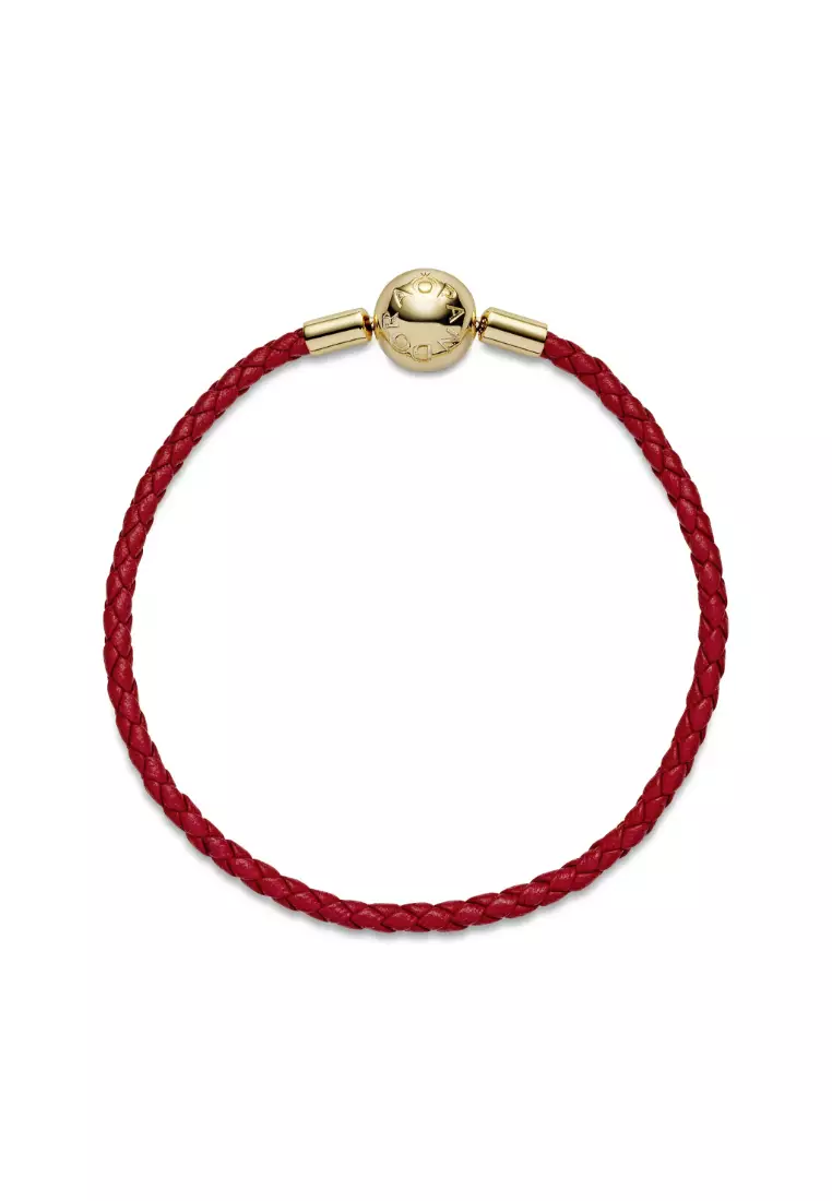 Moments Red Woven Leather Bracelet