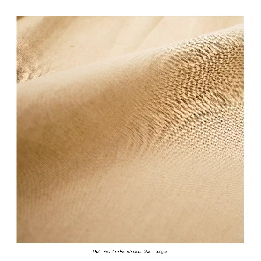 LARUSSO Premium French-Linen Shirt Pendek - Ginger L003