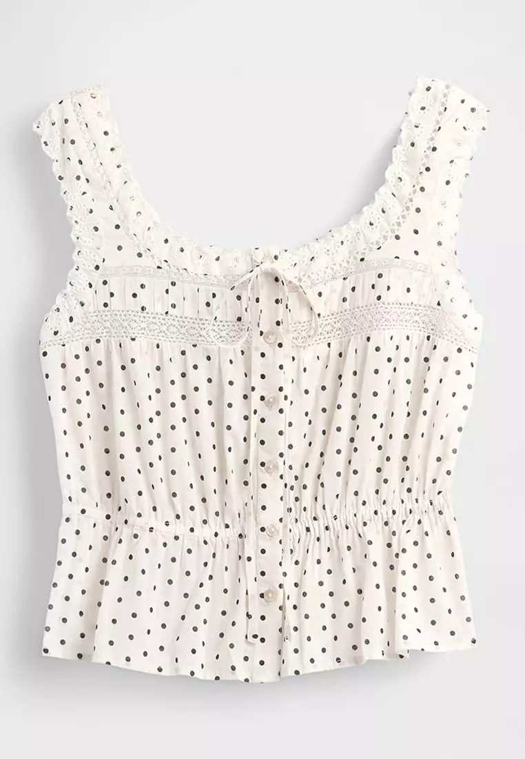 Lace-Trim Peplum Top