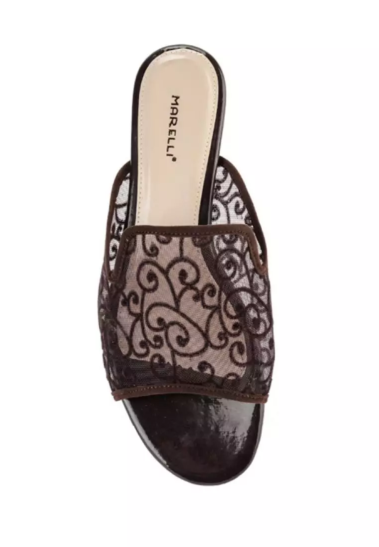 Karrie Sandal wanita Flat Slip On - Brown