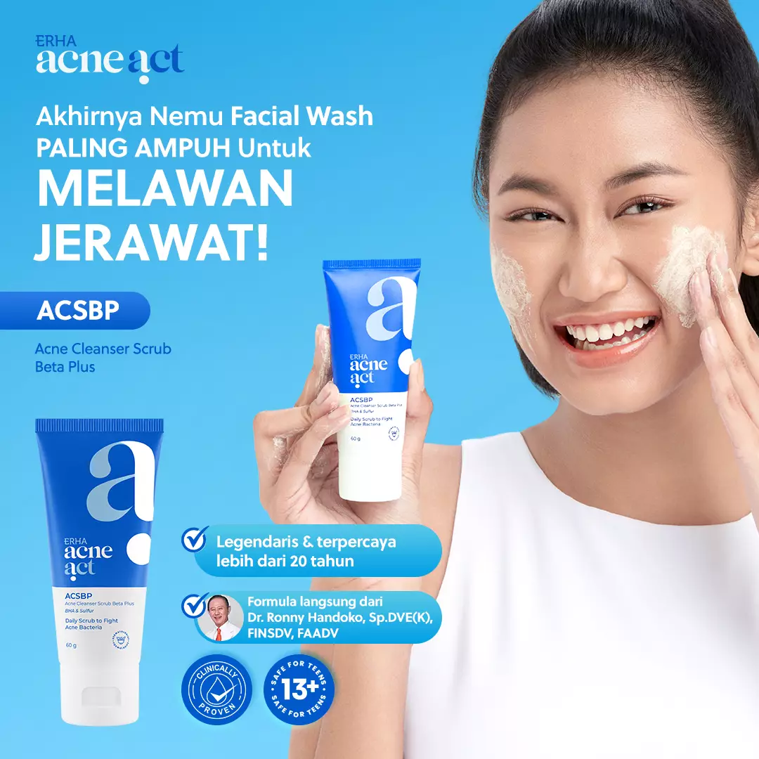 ERHA Acneact ACSBP (Acne Cleanser Scrub Beta Plus) 60g - Sabun Wajah Scrub Kulit Jerawat BHA Sulfur