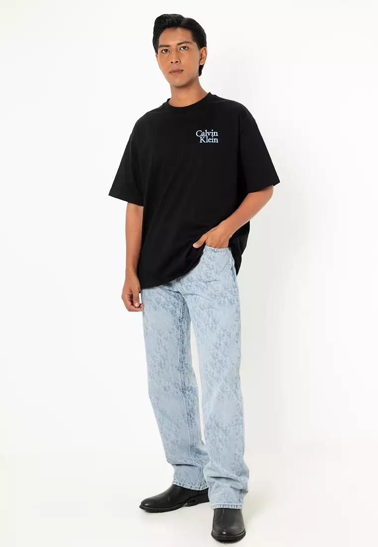 Buy Calvin Klein 90S Straight Pavement Allover Print Jeans